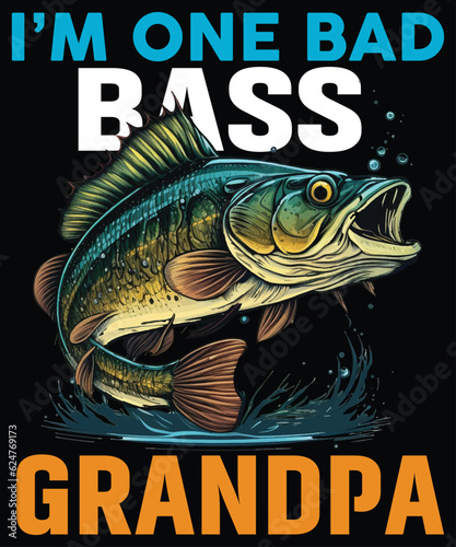 I'm Bass Grandpa Fishing T Shirt Print Template