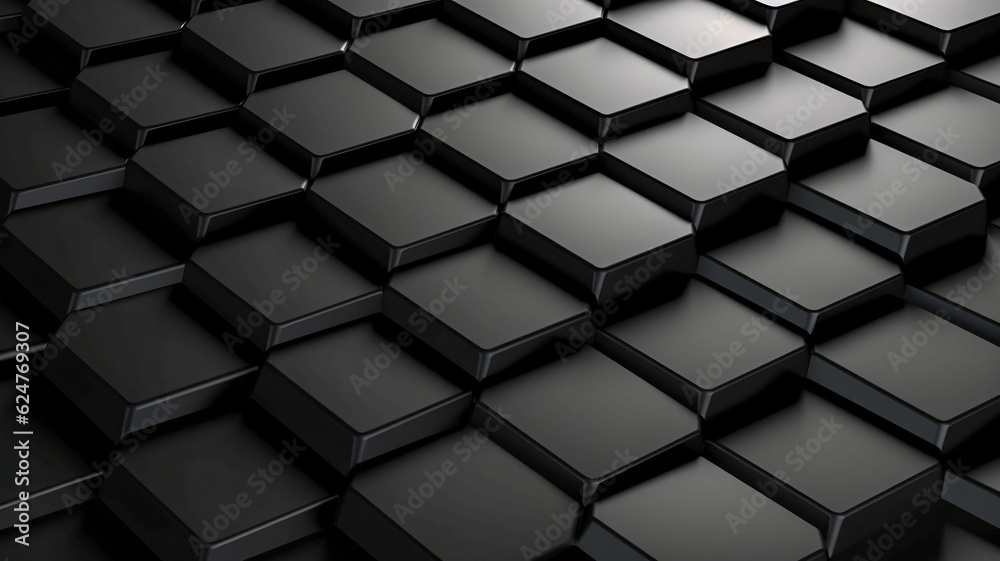 Fototapeta premium Black Cube Pattern on White Background - Enhanced with Generative AI