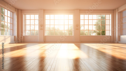 Sunlit Room with Wooden Flooring: Enhanced by Generative AI