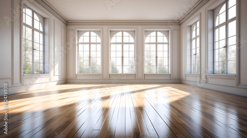 Sunlit Room with Wooden Flooring - Enhanced by Generative AI