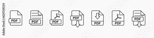 Vector isolated PDF file icon set photo