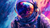 Colorful Galaxy Astronaut in Space Suit: A Generative AI Masterpiece