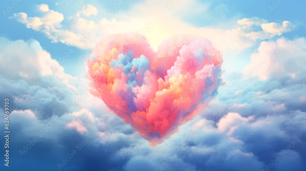 Heart Shaped Cloud with Bright Light: A Generative AI Masterpiece