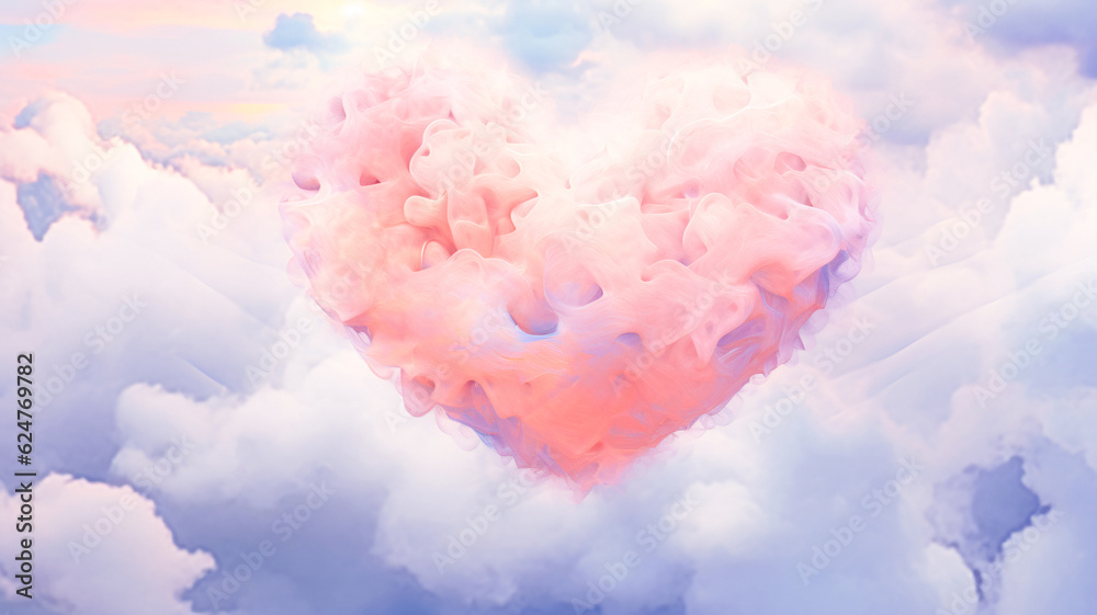 Captivating Heart-Shaped Cloud with Pink Clouds - Enhanced by Generative AI