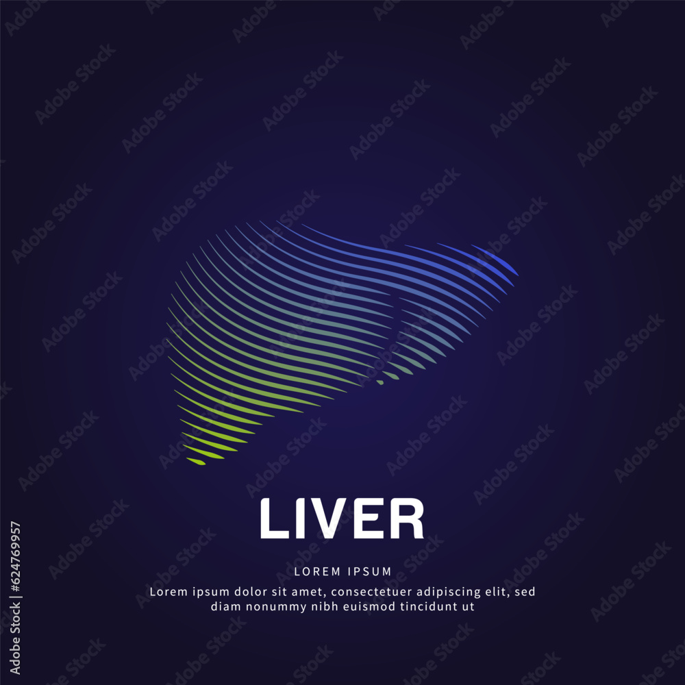 Human liver medical structure. Creative simple line art Vector logo ...