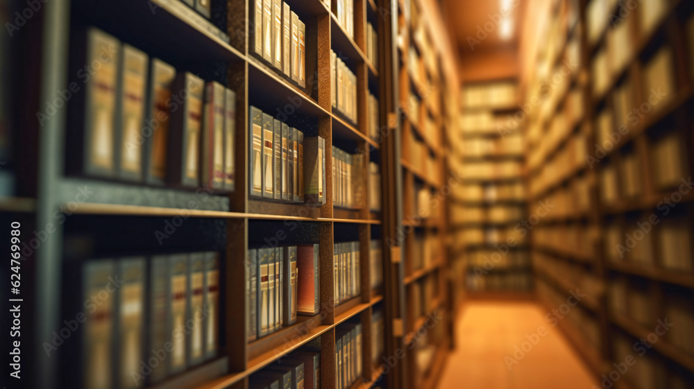 Enchanting Library with a Long Row of Books - Generative AI Enchanting Library with a Long Row of Books - Generative AI