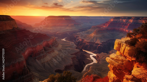 View of the Grand Canyon like landscape at sunset