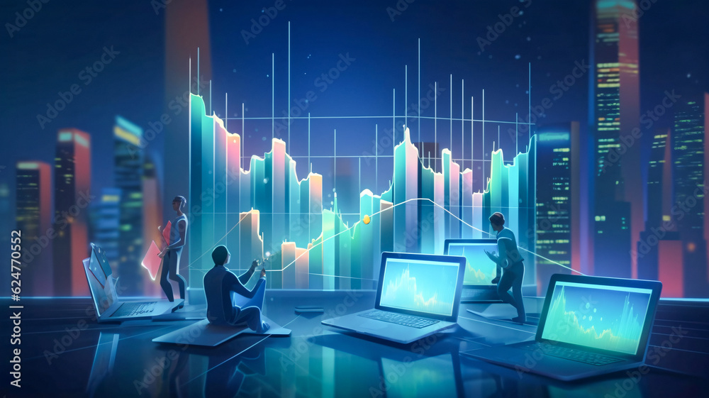 Busy Professionals Engaged in Work with City Skyline in Background - Enhanced by Generative AI Busy Professionals Engaged in Work with City Skyline in Background - Enhanced by Generative AI