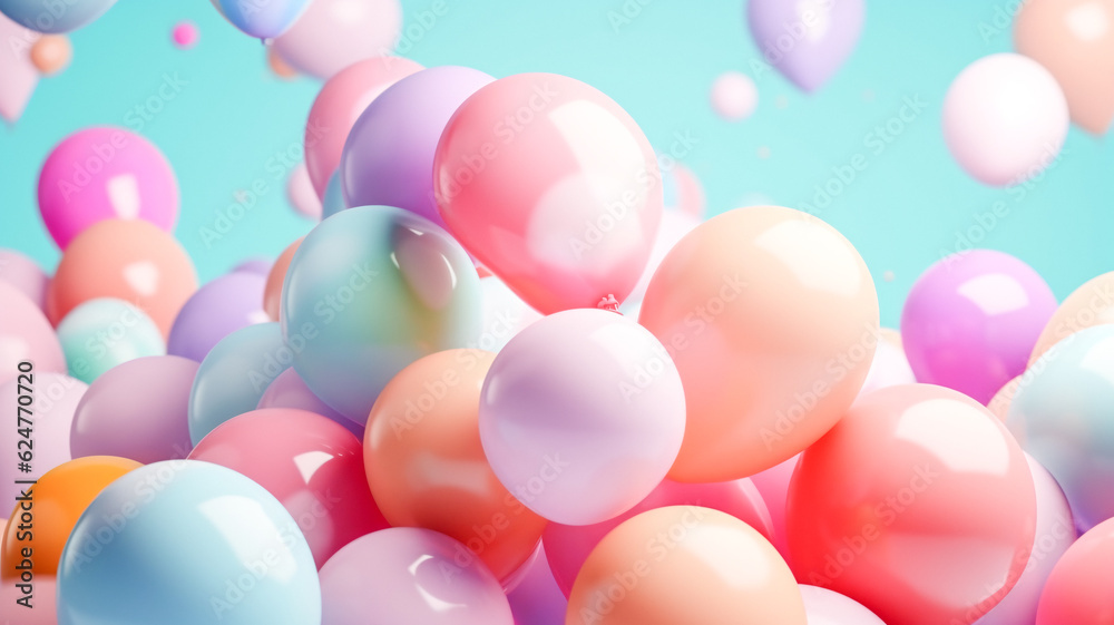 Colorful Balloons Floating in the Air - Generative AI