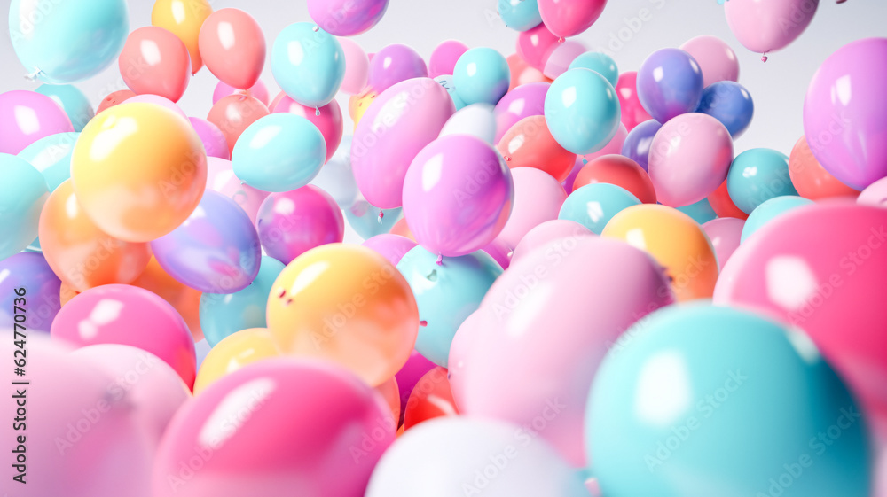 custom made wallpaper toronto digitalColorful Balloons Floating in the Air - Generative AI