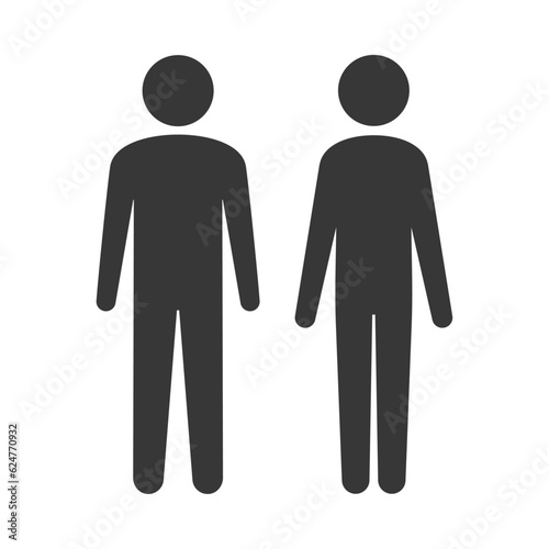 立っている2人のアイコン･ピクトグラム - 男性と女性･中性的な体型の人物
