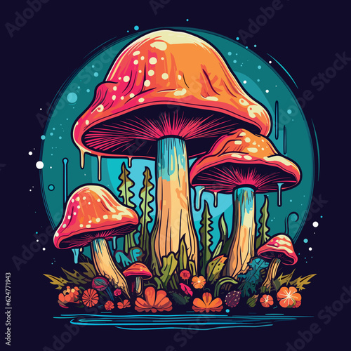 bright magical mushrooms