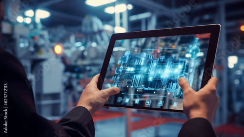 Factory on Tablet - Enhanced with Generative AI photo