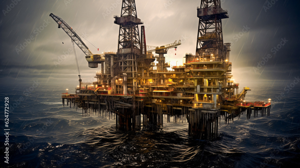 Ocean Oil Rig - Generative AI Ocean Oil Rig - Generative AI