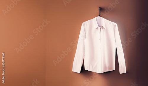 illustrazione di camicia bianca appesa ad un parete, Generative Ai photo