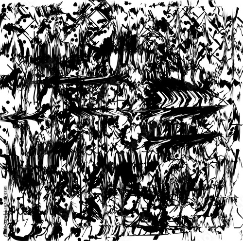 Blots and ink spots in the total mass with the effect of smearing with a chisel