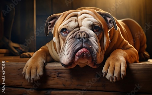 High-Quality Capture of an English Brown Bulldog relaxing © Flowstudio