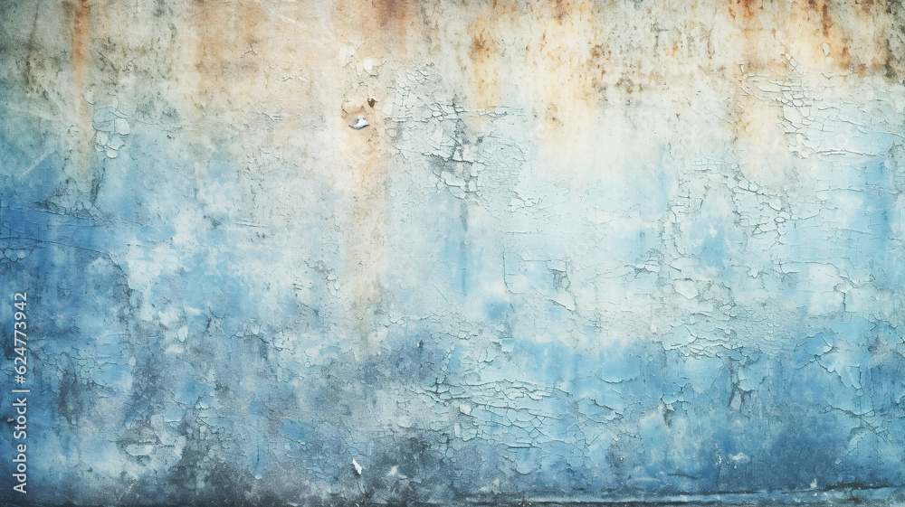 Rusted Painted Wall with Blue Background - Generative AI