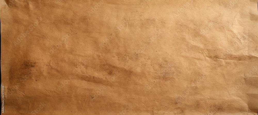 Clean brown kraft paper crumpled texture background. Generative AI technology.