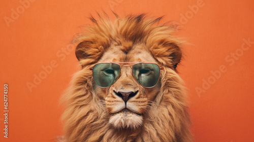 Generative AI, Cool King of the Jungle Lion Sporting Sunglasses