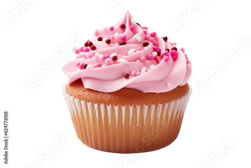 pink cupcake isolated on white background