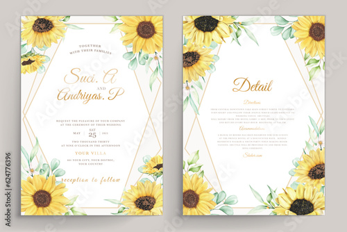 watercolor sunflower invitation card design