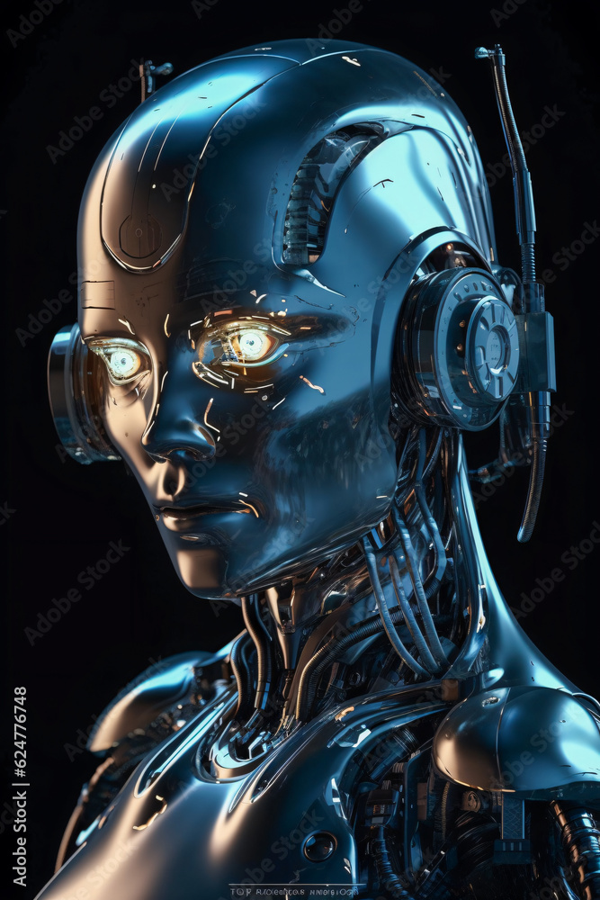 Robotic DJ Grooving with Headphones in a Futuristic Soundscape - Powered by Generative AI Robotic DJ Grooving with Headphones in a Futuristic Soundscape - Powered by Generative AI
