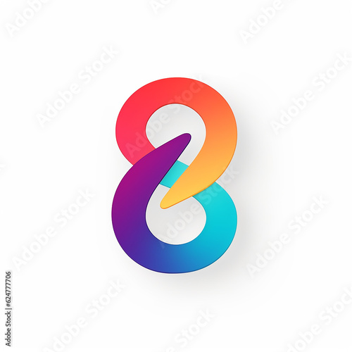 Realistic 8 number with generic flat illustration colorful logo design. 8nd birthday, anniversary 8 photo