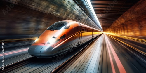High speed train in motion blur with high speed motion blur background.