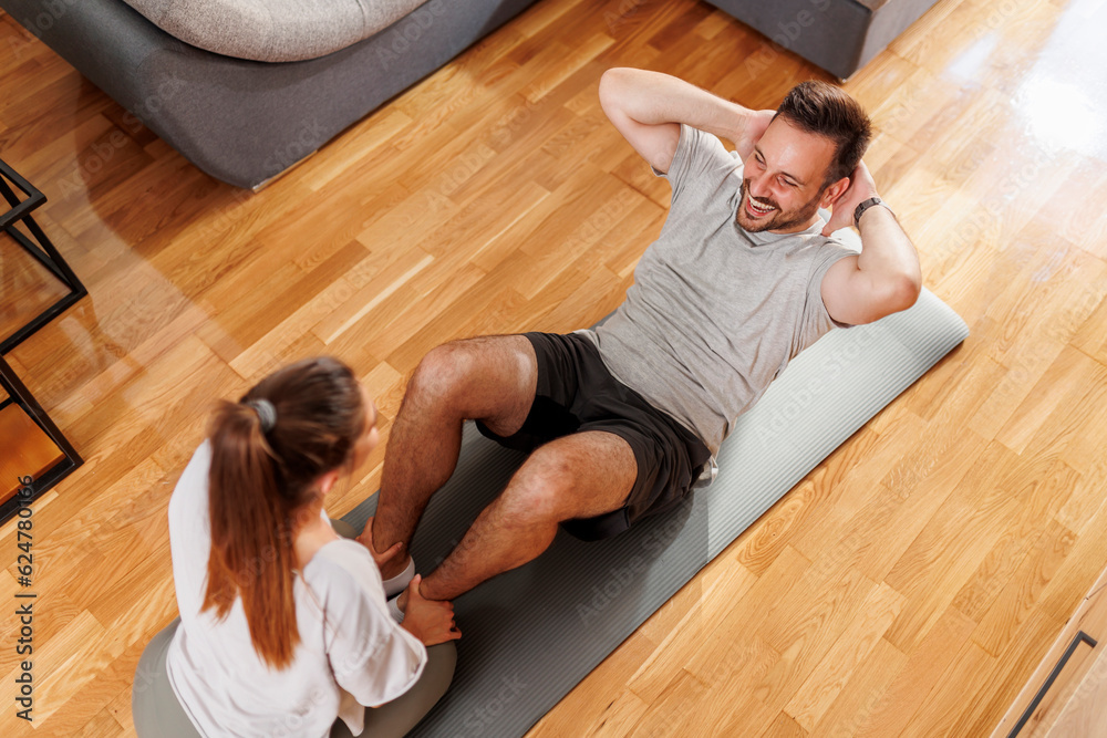 Man doing crunches Man doing crunches