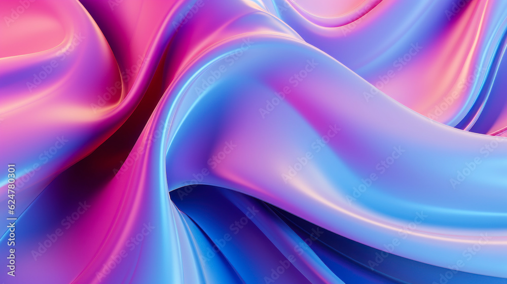 Abstract fluid iridescent holographic neon curved wave in motion ...