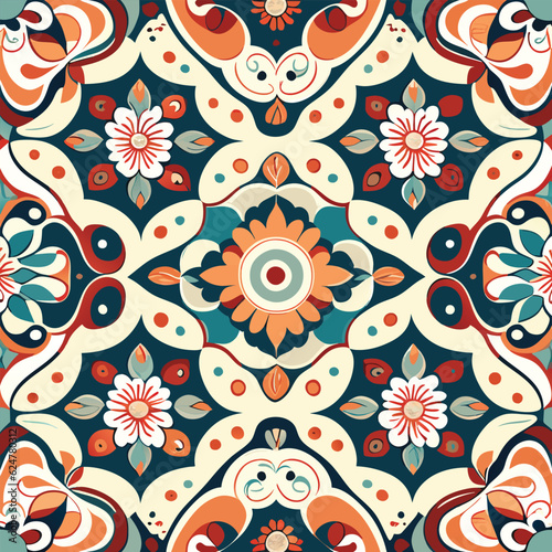 seamless ethnic rotary repeat fabric and tile design