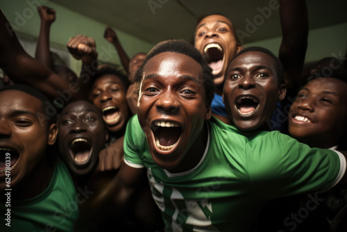 Nigerian football fans celebrating a victory 
