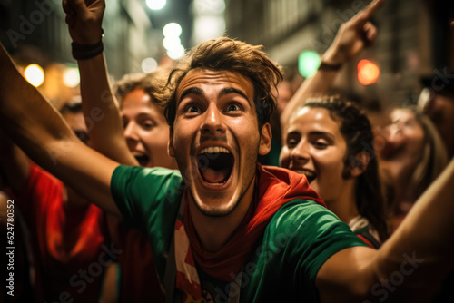 Portuguese football fans celebrating a victory 