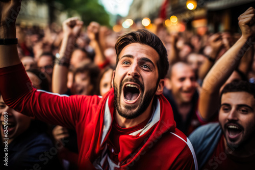 Spanish football fans celebrating a victory 