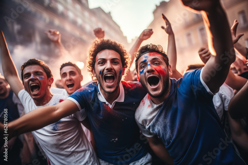 French football fans celebrating a victory   photo