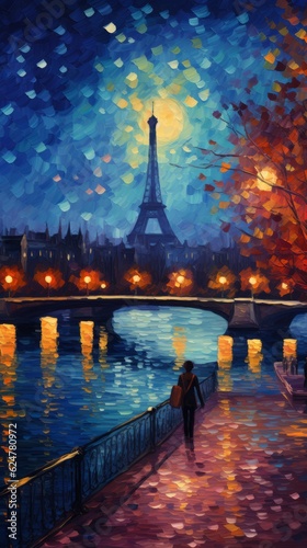 Romantic View of a Bridge in Paris