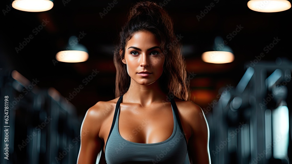 Woman doing a high-intensity workout in a gym, fitness and strength concept
