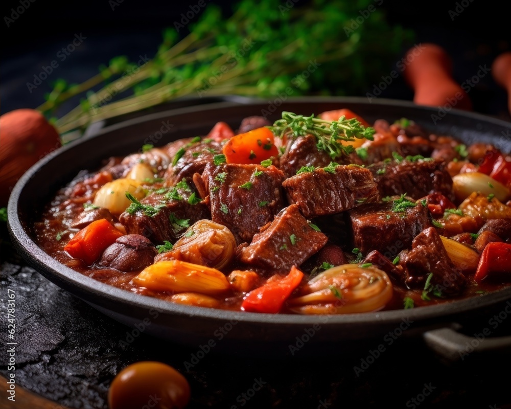 Daube Provençale with tender meat, vegetables, and a rich sauce