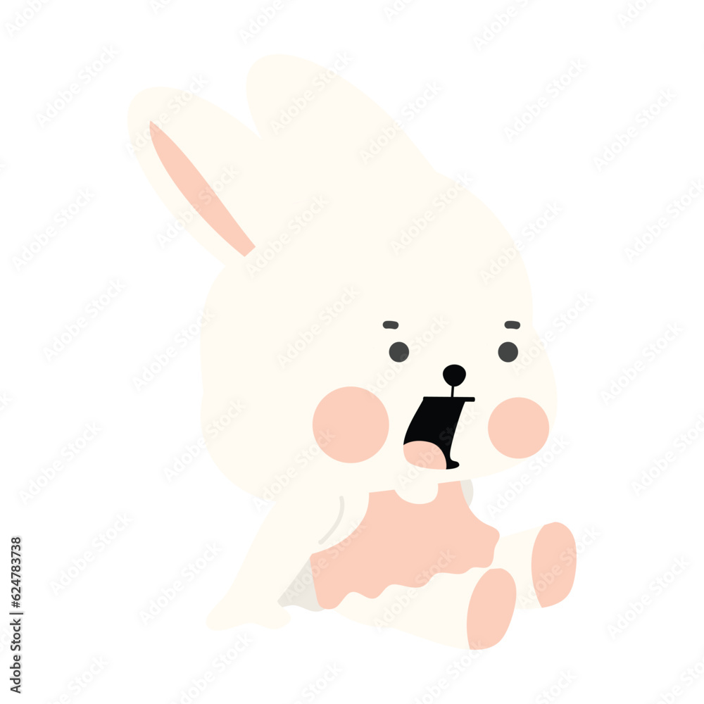 Fototapeta premium Funny white rabbit Sitting Down