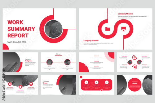Red modern business work report slide presentation template
