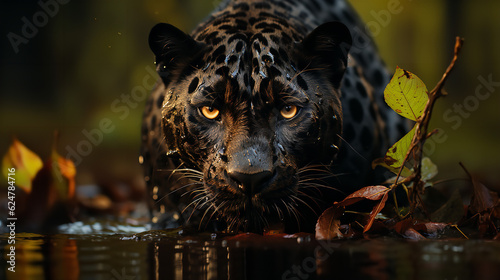 Front view of black panther