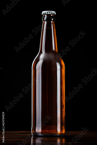 Glass bottle with a lid in bottle beer with dark background
