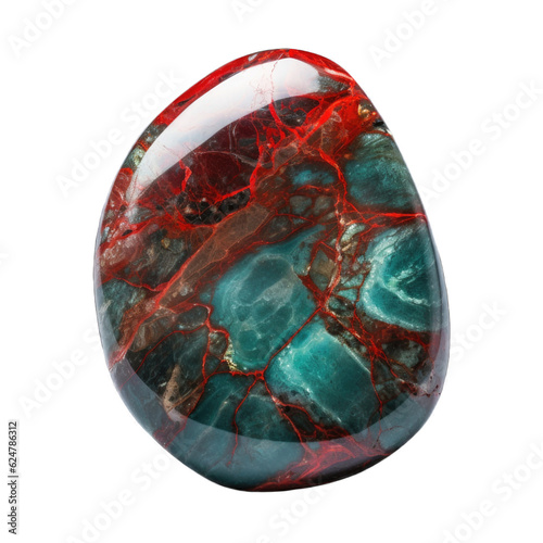 Bloodstone gem isolated on transparent background. Generative AI photo