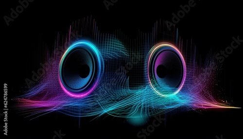 speakers, and sound wave, equalizer, Generative Ai