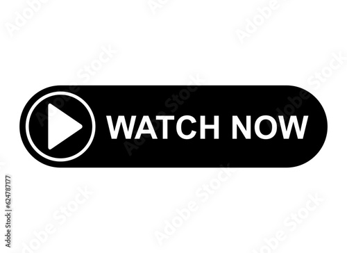 Watch now icon, website online button player symbol, play video vector illustration