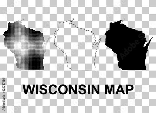 Set of Wisconsin map shape, united states of america. Flat concept icon symbol vector illustration photo