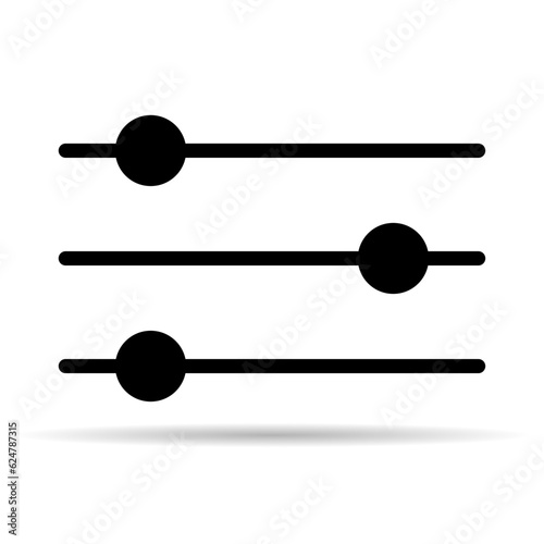 Volume mixer control shadow icon, filter sound symbol button, switch sign vector illustration