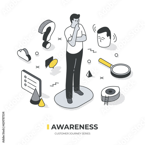 Customer Journey. Awareness Isometric Scene