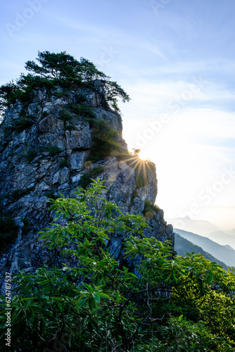 Scenic view of Mt.Gyeryongsan against sky during sunrise photo